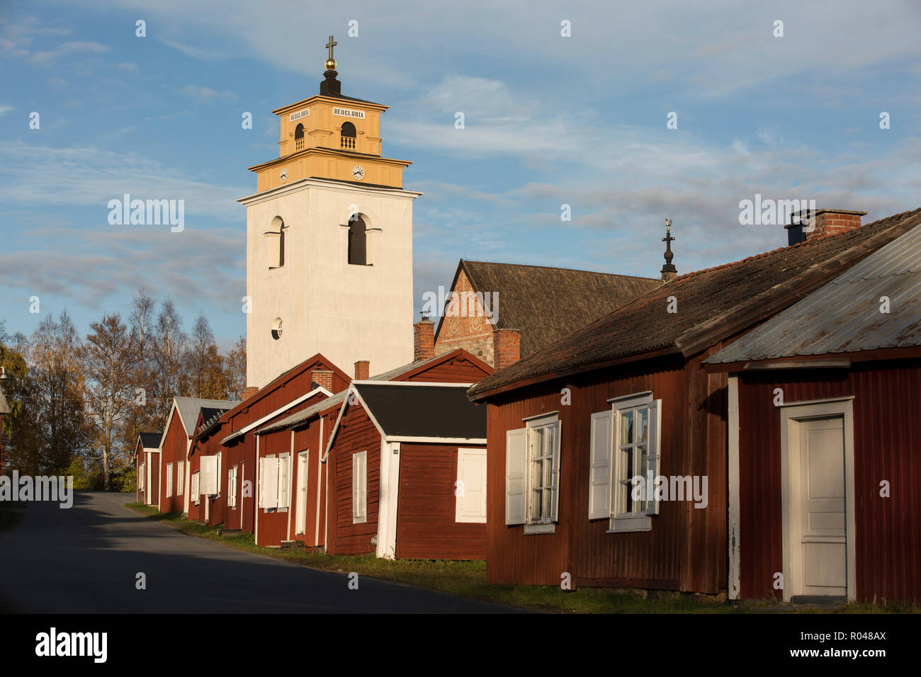 Gammelstad chiesa cittadina in Lulea in Lapponia svedese, elencato come un centro per il Patrimonio Mondiale dell'Unesco, Svezia settentrionale e Scandinavia Foto Stock