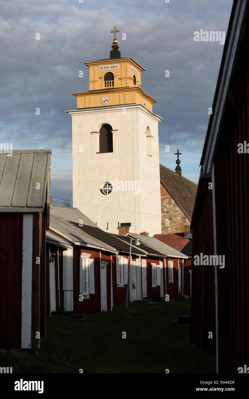 Gammelstad chiesa cittadina in Lulea in Lapponia svedese, elencato come un centro per il Patrimonio Mondiale dell'Unesco, Svezia settentrionale e Scandinavia Foto Stock