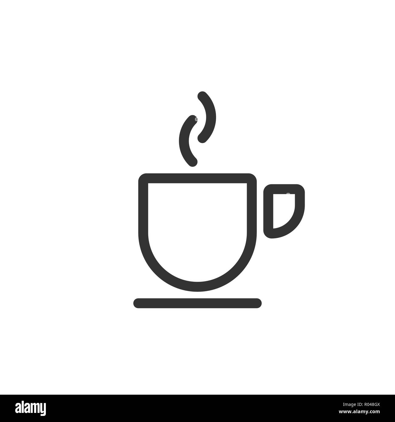 Tazza di caffè segno, il logo per il concetto di mobile e web design. Semplice lineare stile icona vettore. Corsa modificabile. Illustrazione,eps 10. Illustrazione Vettoriale