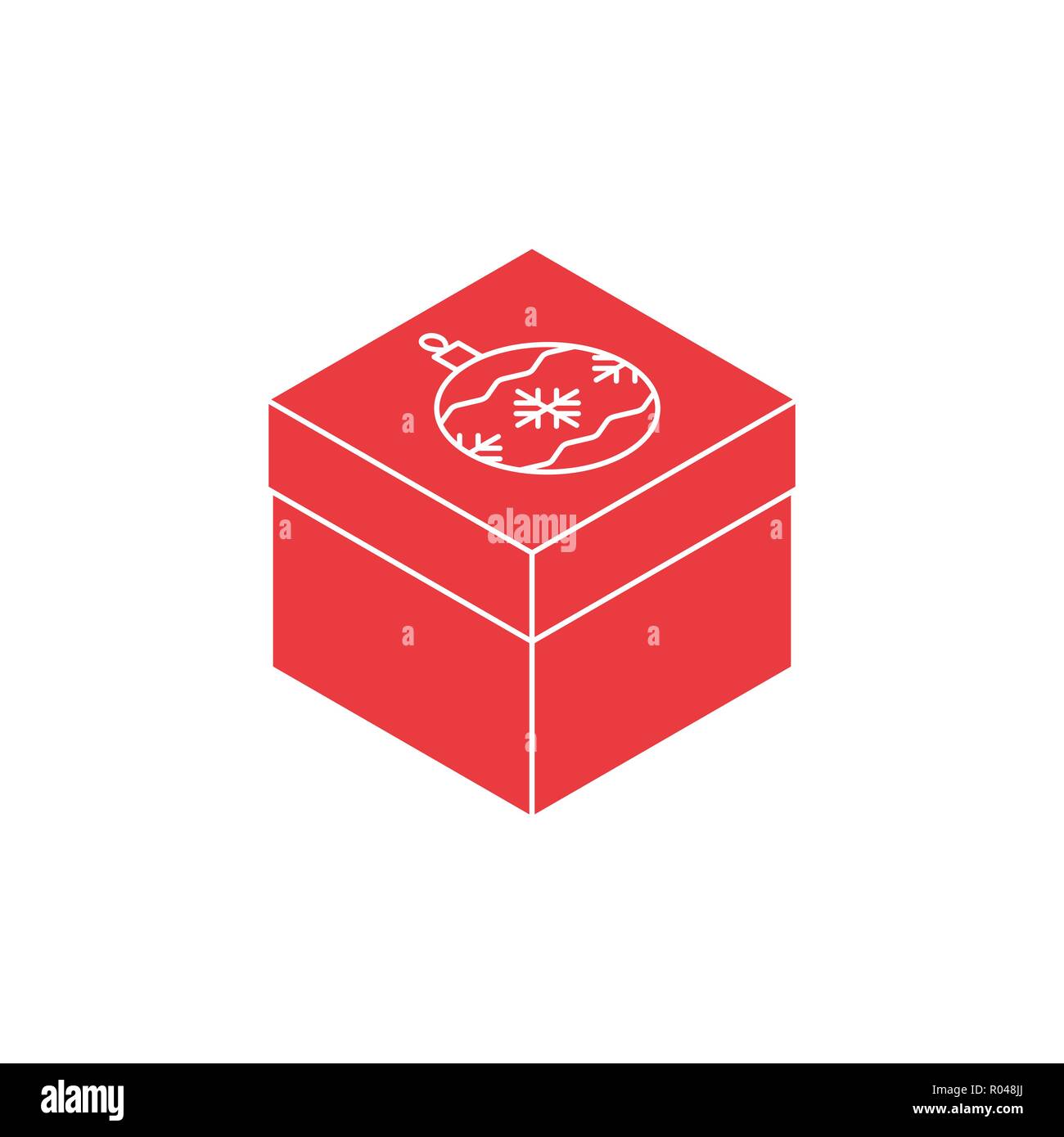 Regalo di natale Scatola icona isometrica isolati su sfondo bianco. Segno, logo per mobile app e web design. Solo riempire di colore rosso. Illustrazione Vettoriale eps,10. Illustrazione Vettoriale