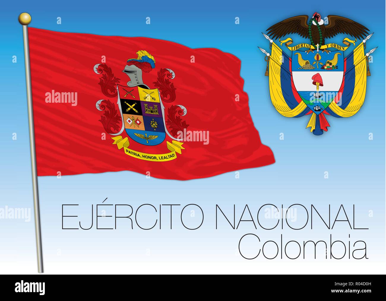 Ejercito nacional bandiera, Esercito della Colombia, illustrazione vettoriale Illustrazione Vettoriale