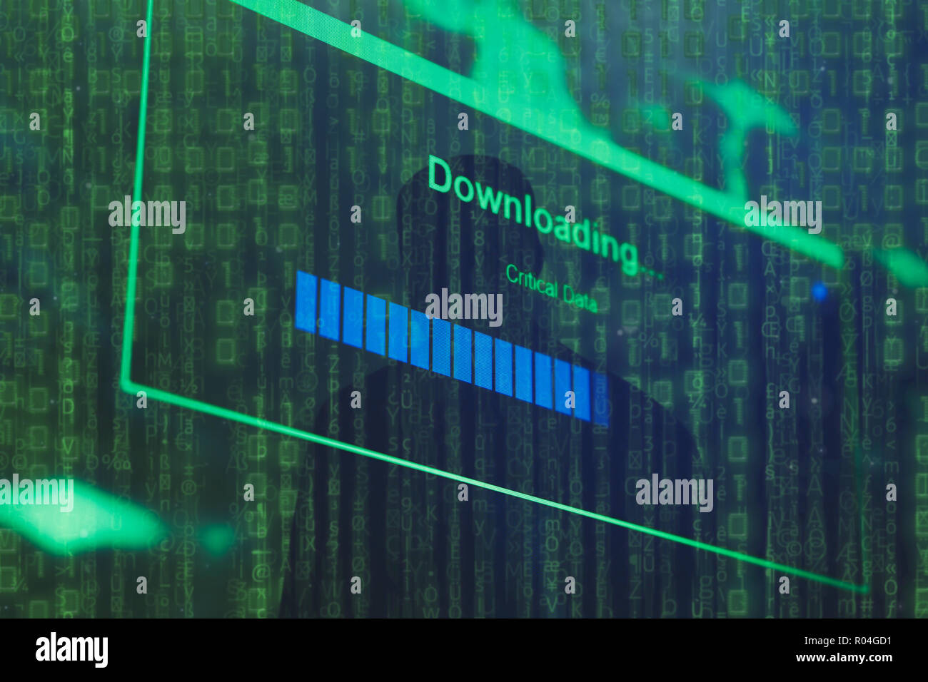 Vista dettagliata del processo di download Bar su schermo LCD Foto Stock