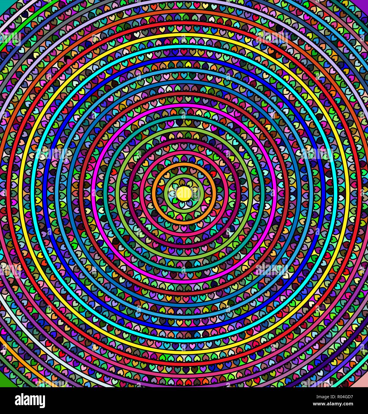 Abstract milticolor cerchi anelli con ornamemt e figure Illustrazione Vettoriale