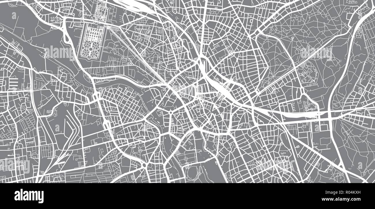 Vettore urbano mappa della città di Hannover, Germania Illustrazione Vettoriale