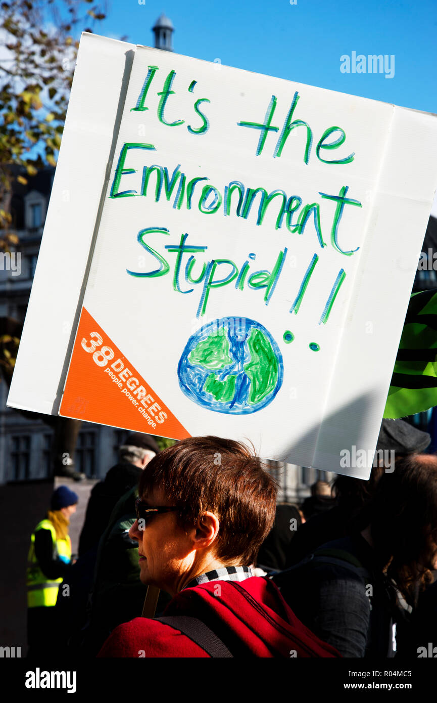 La dimostrazione in piazza del Parlamento il 31 ottobre 2018 chiamato dalla ribellione di estinzione per protestare contro il governo di inazione sul cambiamento climatico e call Foto Stock