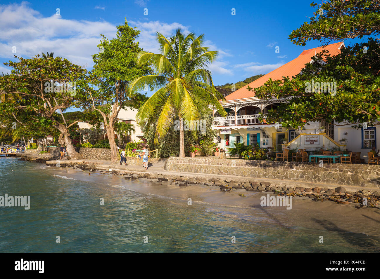 Il Belmont marciapiede, Port Elizabeth, Bequia, Grenadine, Saint Vincent e Grenadine, West Indies, dei Caraibi e America centrale Foto Stock