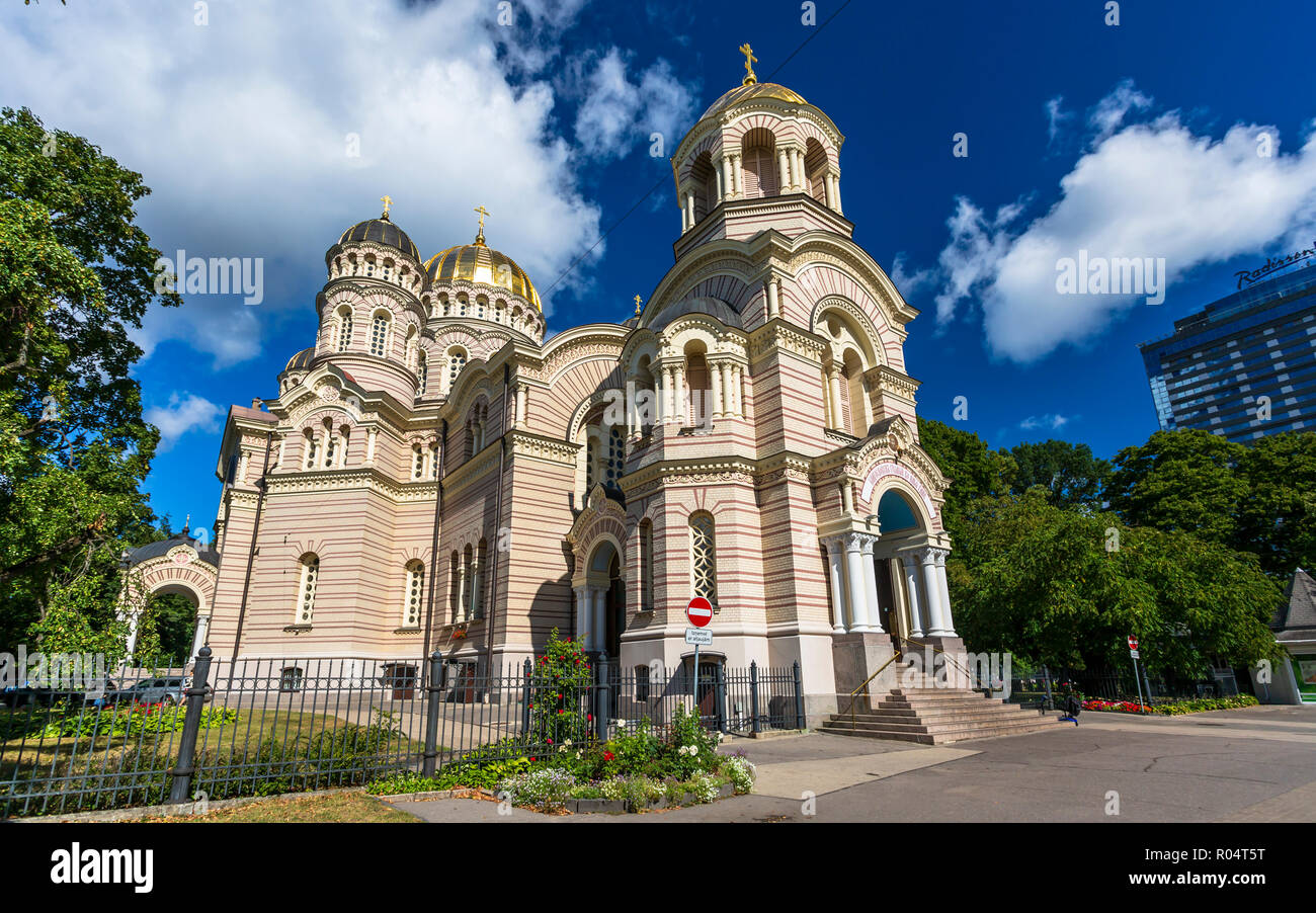 La Natività di Cristo cattedrale, Cattedrale Ortodossa, Riga, Lettonia, Paesi Baltici, Europa Foto Stock