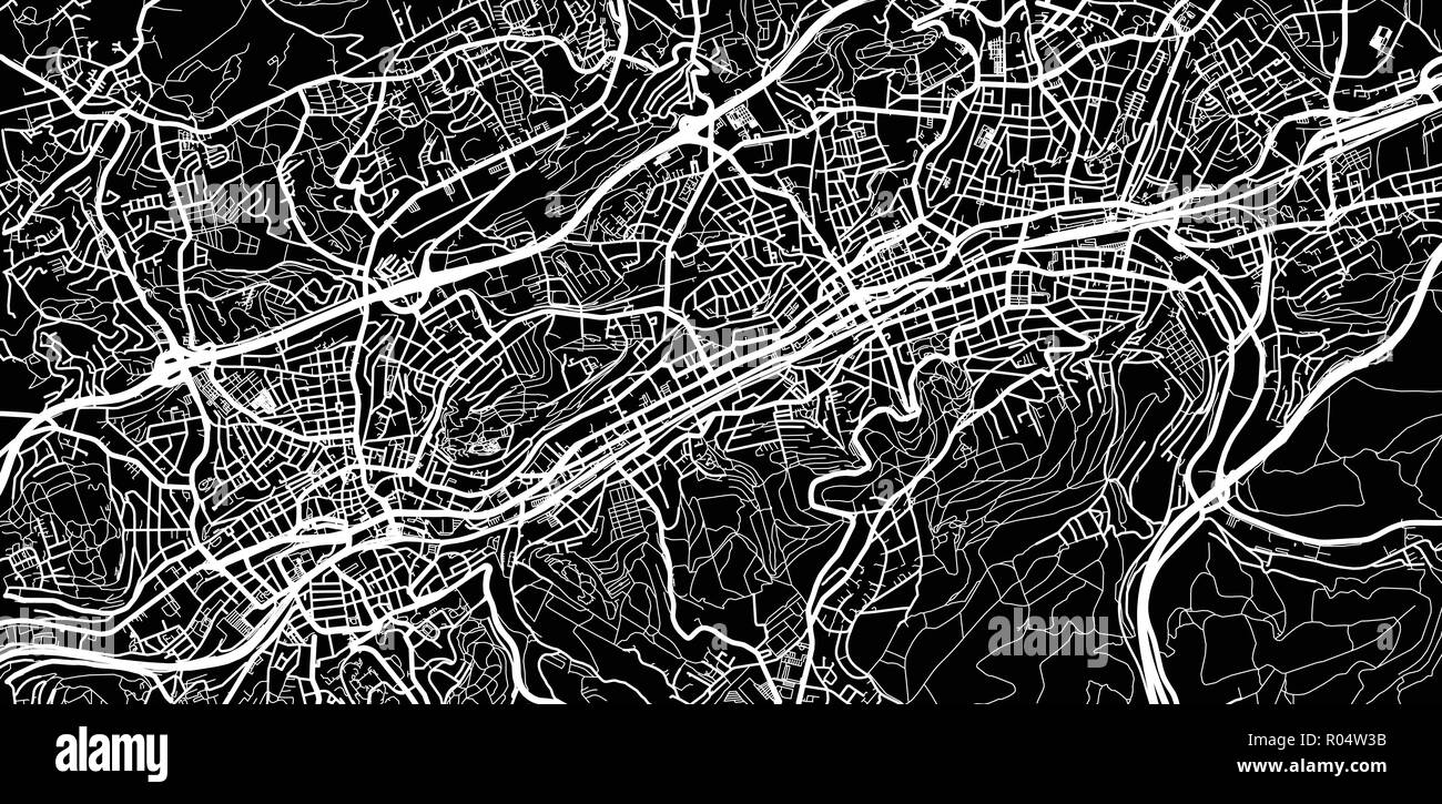 Vettore urbano mappa della città di Wuppertal, Germania Illustrazione Vettoriale