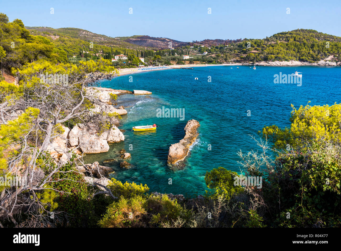 Spetses, Isole Saroniche, Attica Regione costa del Mar Egeo, le isole greche, Grecia, Europa Foto Stock