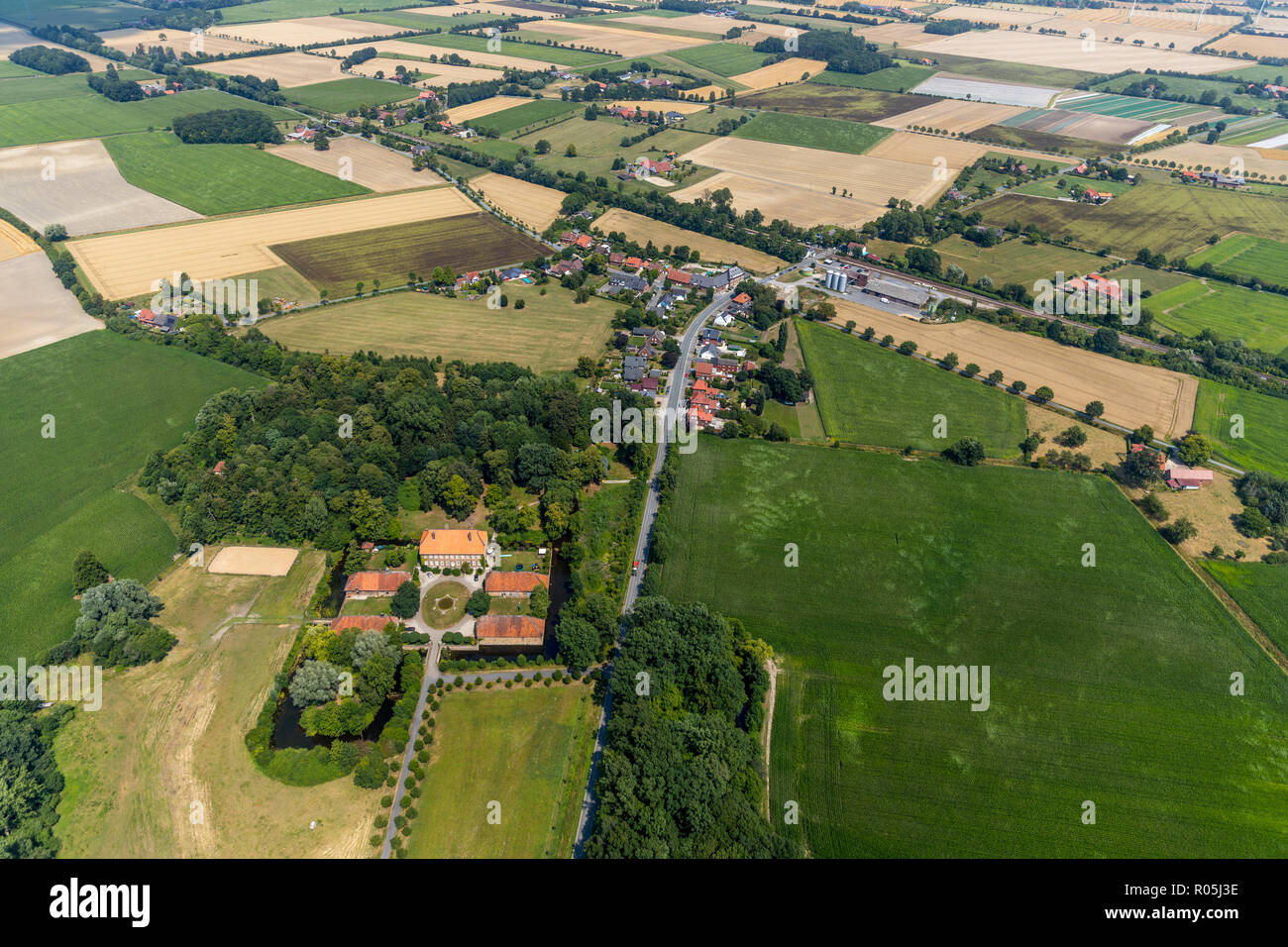 Vista aerea, casa venne, Mersch, Mühlebach, Drensteinfurt, Münsterland, Renania settentrionale-Vestfalia, Germania, Europa, DEU, uccelli-occhi vista, Vista Aerea, un Foto Stock