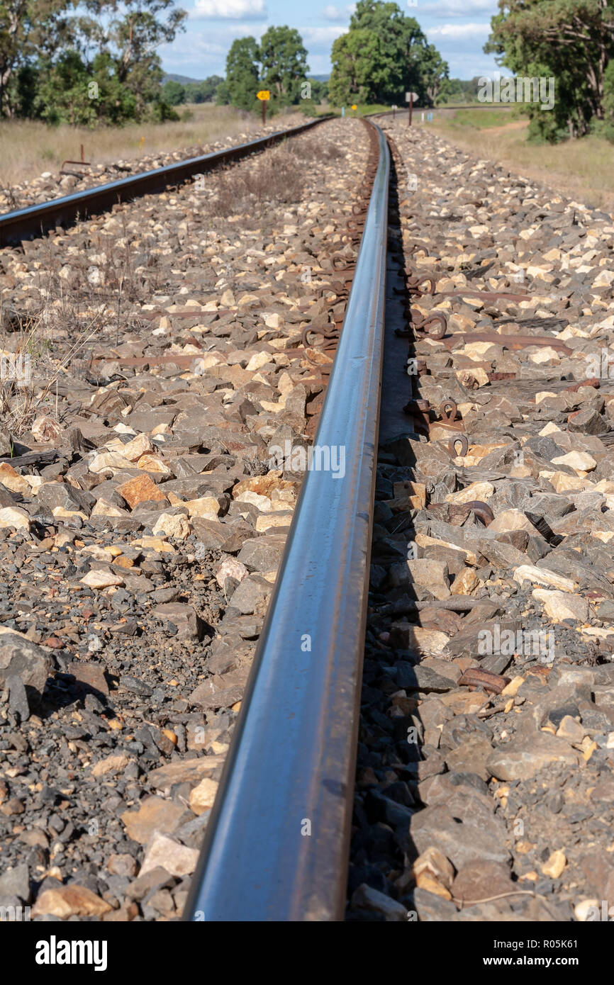 I binari ferroviari closeup da NSW Australia Foto Stock