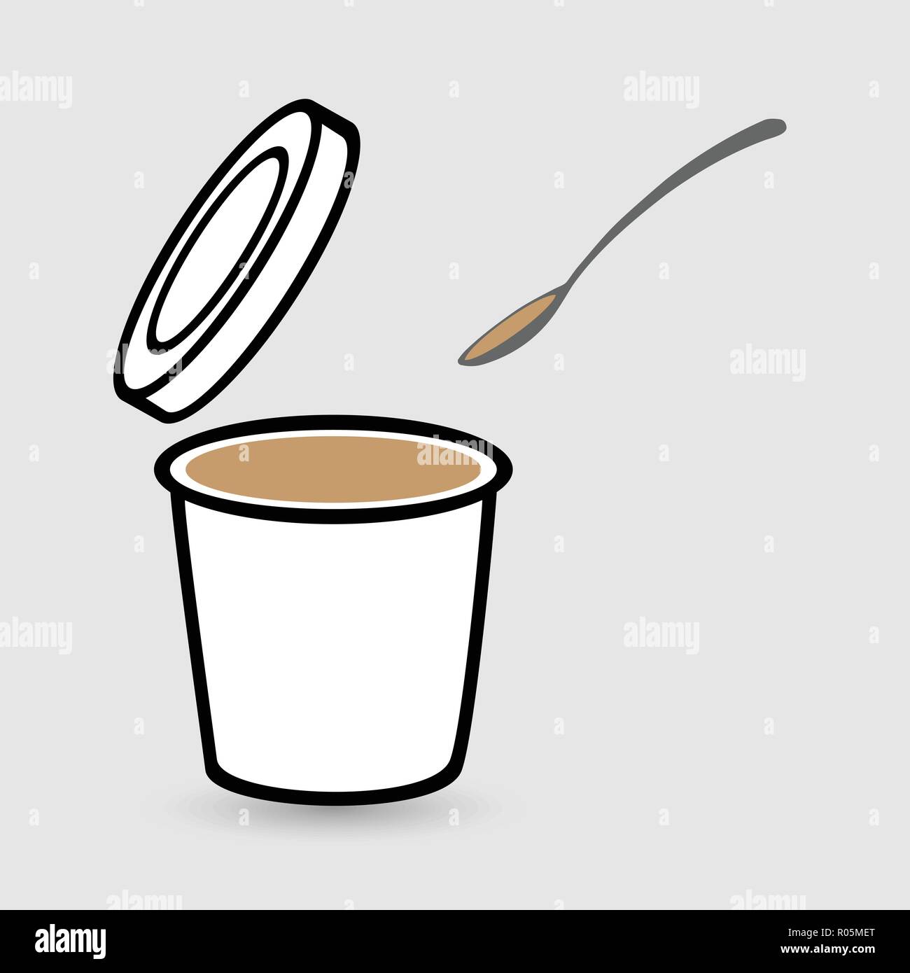 Aprire il contenitore con coperchio e cucchiaio Illustrazione Vettoriale