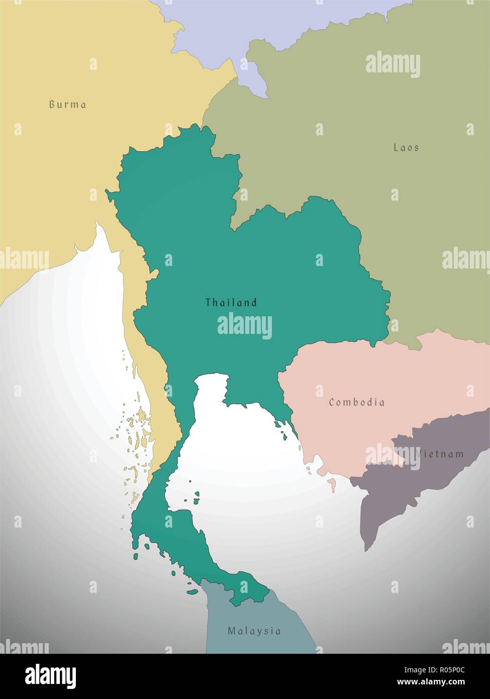 Mappa di Thailandia amministrative, illustrazione vettoriale Illustrazione Vettoriale