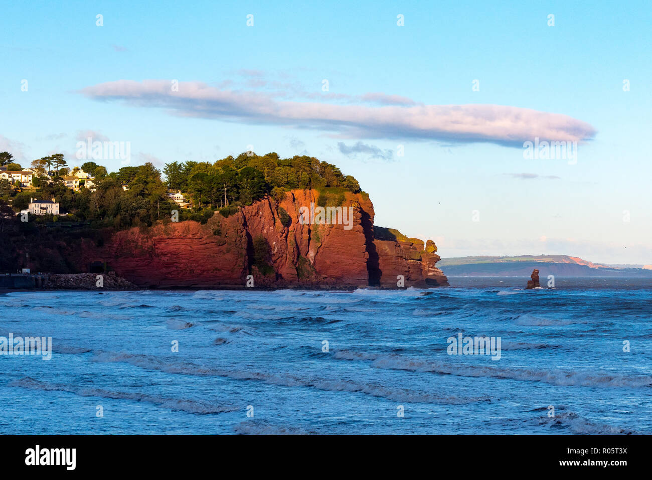 Foro di testa e Shage Rock, nerar Holcombe, Teignmouth, Devon, Regno Unito Foto Stock