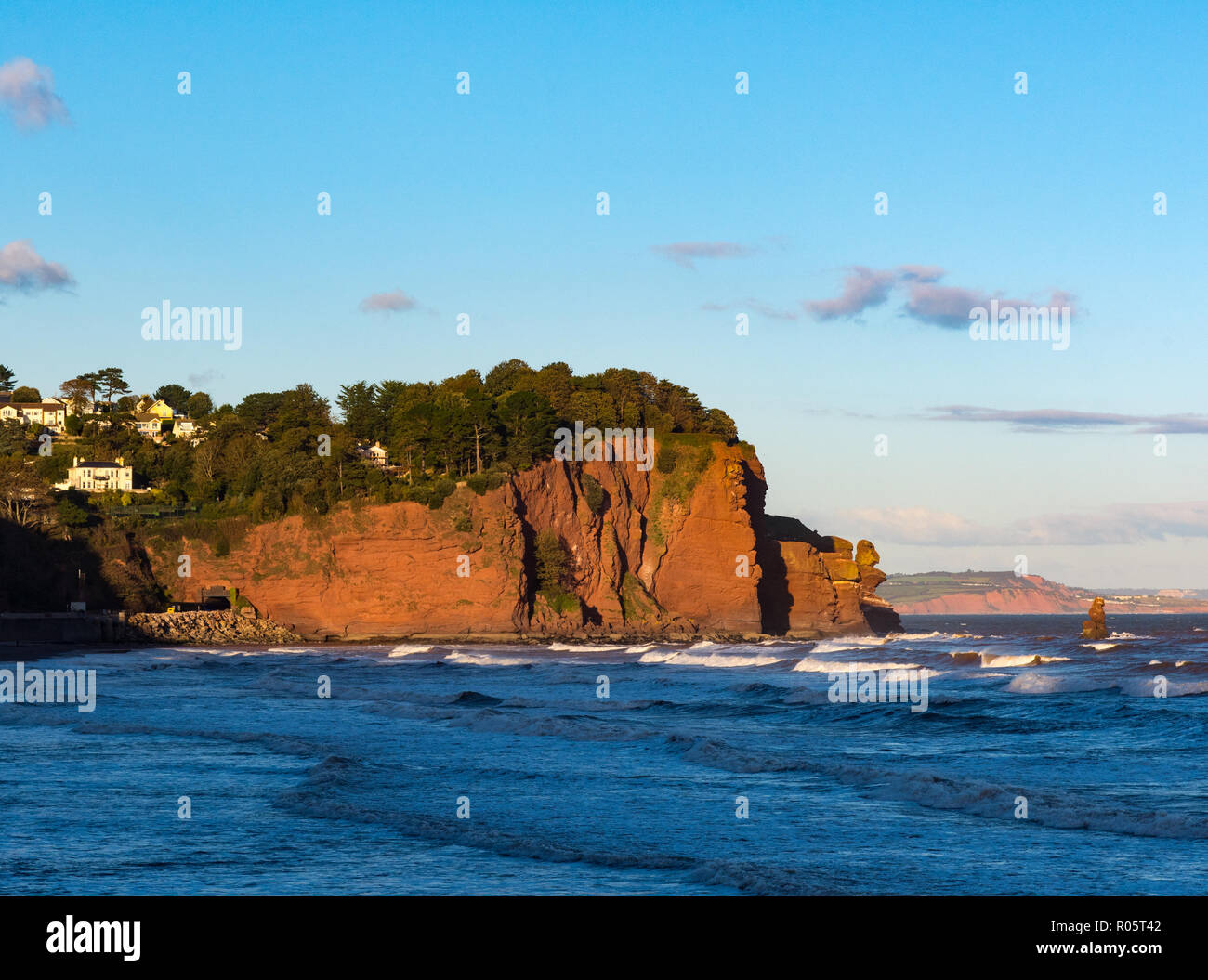 Foro di testa e Shage Rock, nerar Holcombe, Teignmouth, Devon, Regno Unito Foto Stock