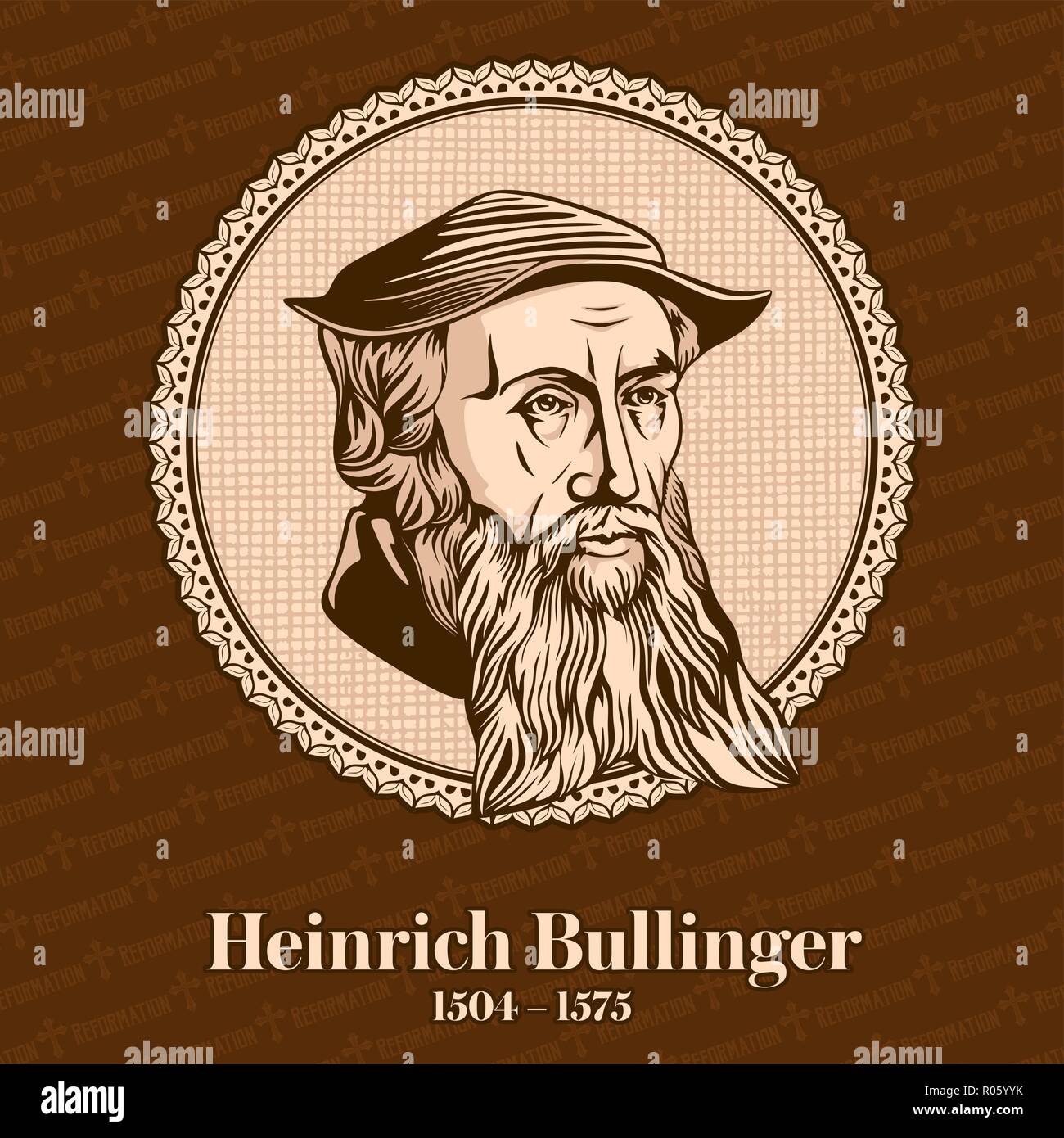 Heinrich Bullinger (1504 - 1575) era un attivista svizzero. Egli è stato uno dei più influenti teologi della Riforma Protestante Illustrazione Vettoriale