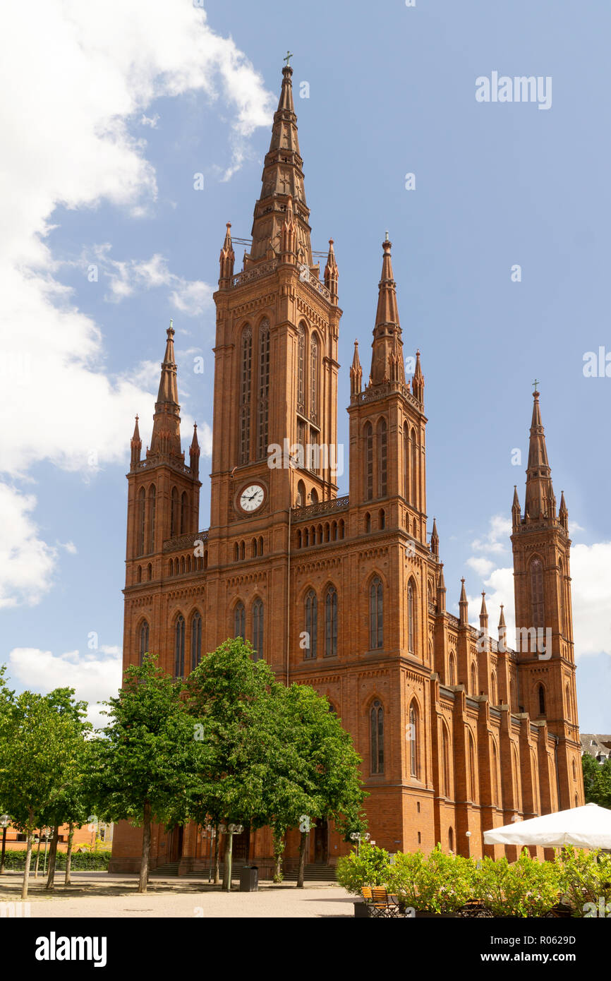 Marktkirche la più antica e la più grande chiesa protestante in Wiesbaden; costruito da Carl Boos come 'Nassauer Landesdom' Foto Stock