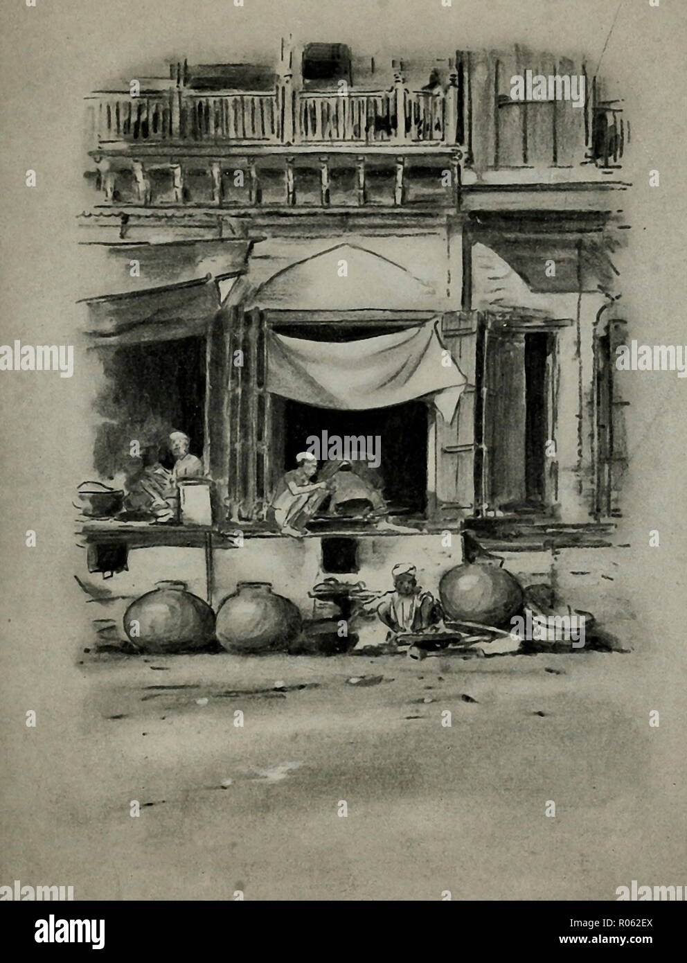 Bazaar a Delhi, India, circa 1900 Foto Stock