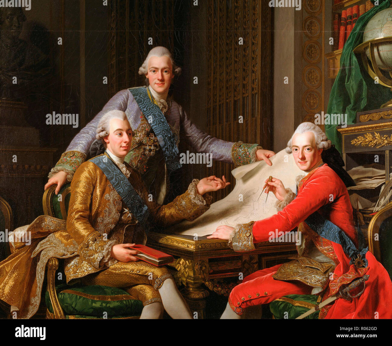 Re Gustavo III di Svezia e i suoi fratelli, Alexander Roslin, circa 1771 Foto Stock