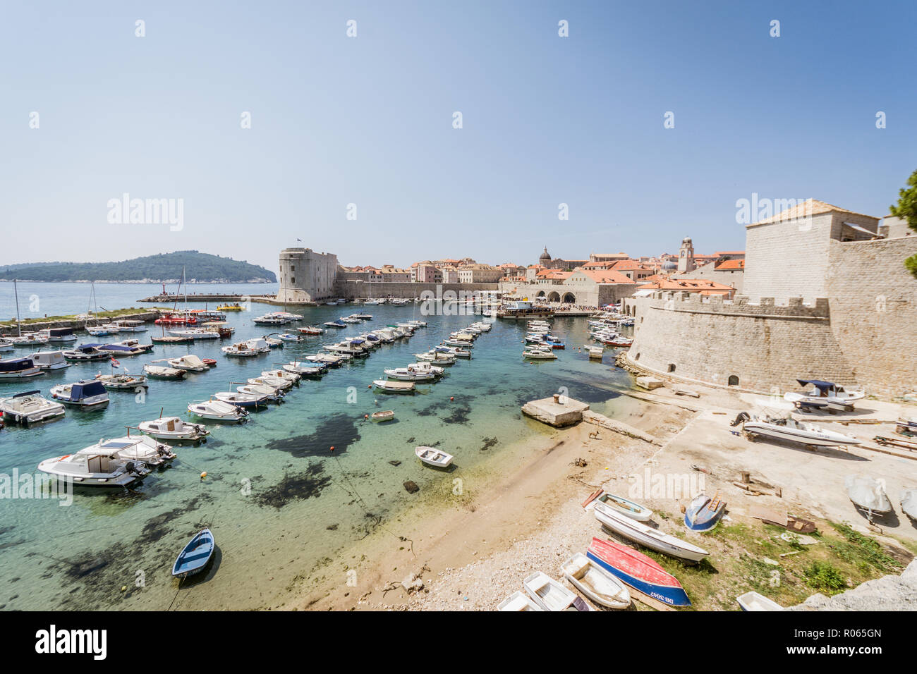 Vista la fantastica città di Dubrovnik, patrimonio dell'unrsco e bella città, Foto Stock