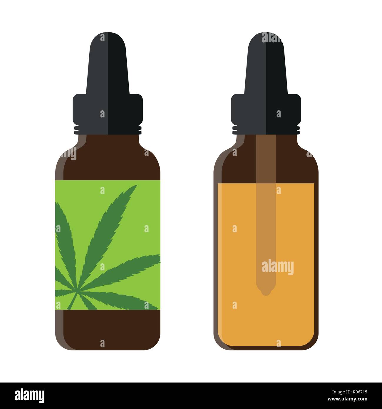 Due olio di cannabis flacone la marijuana medica illustrazione vettoriale EPS10 Illustrazione Vettoriale