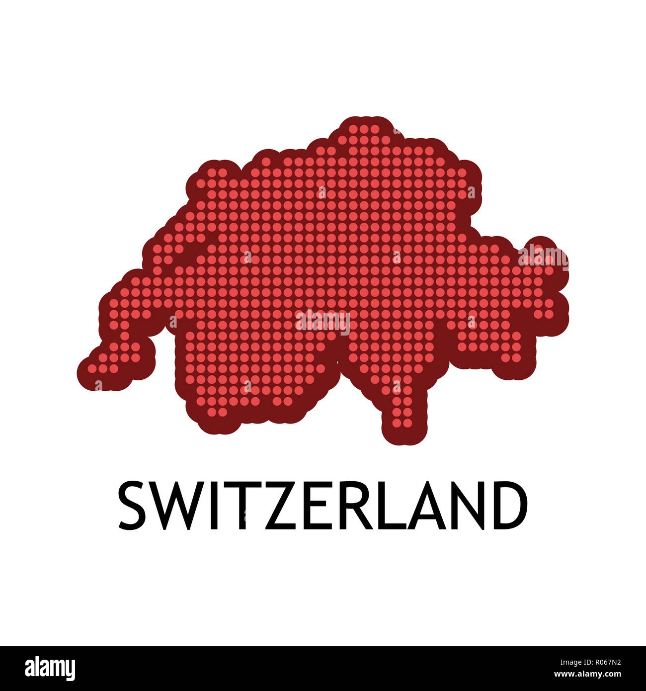 Svizzera mappa di contorno a colori della bandiera nazionale - illustrazione vettoriale con titolo e slogan su sfondo blu scuro. Illustrazione Vettoriale