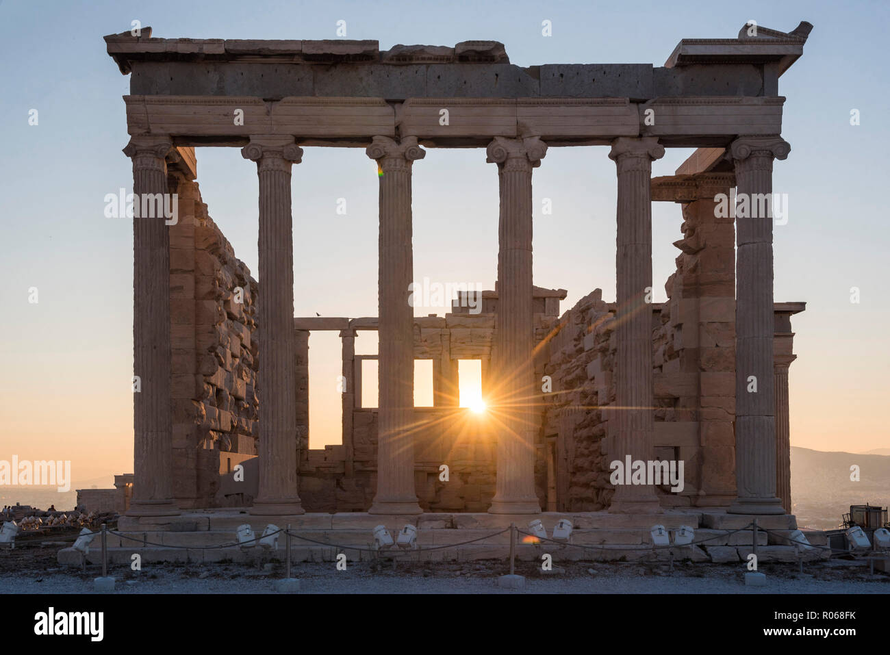 Acropoli al tramonto, Sito Patrimonio Mondiale dell'UNESCO, Atene, Attica, regione, Grecia, Europa Foto Stock