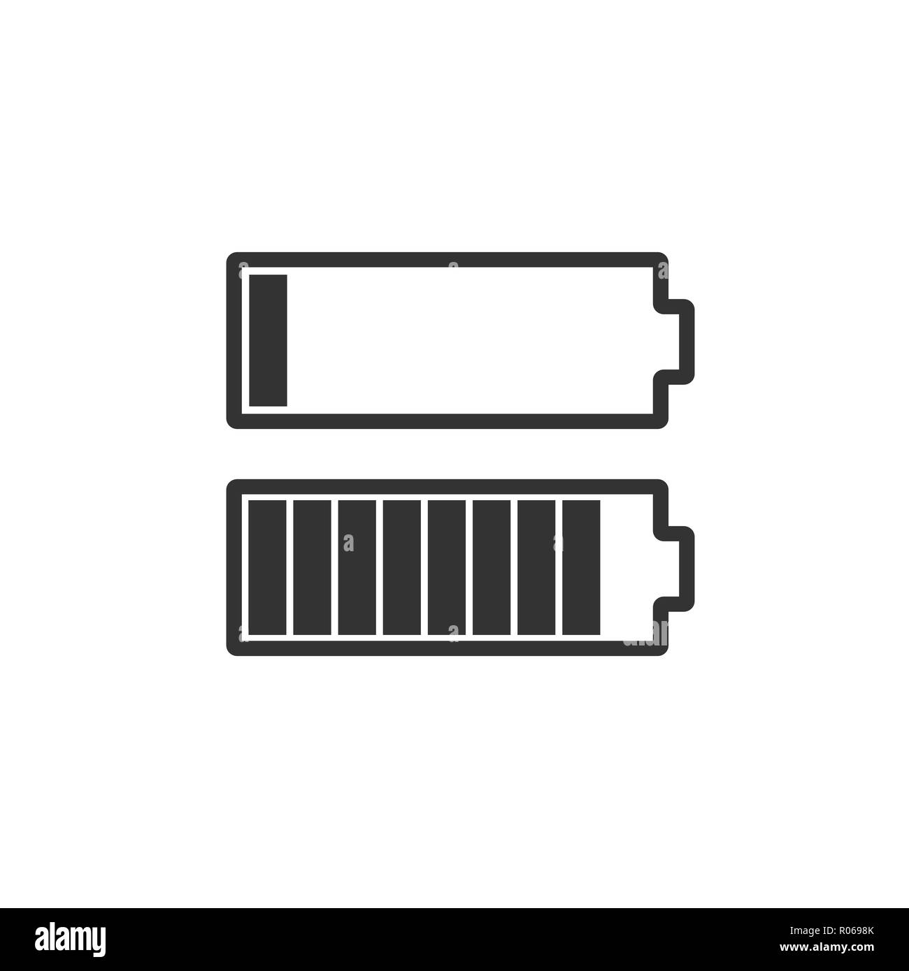 Carico batteria icona. Livello di carica della batteria. Illustrazione Vettoriale, design piatto. Illustrazione Vettoriale