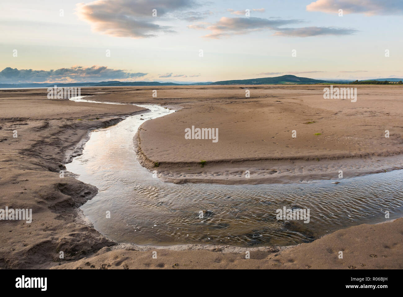 Morecambe Bay al tramonto, Lancashire, Inghilterra, Regno Unito, Europa Foto Stock