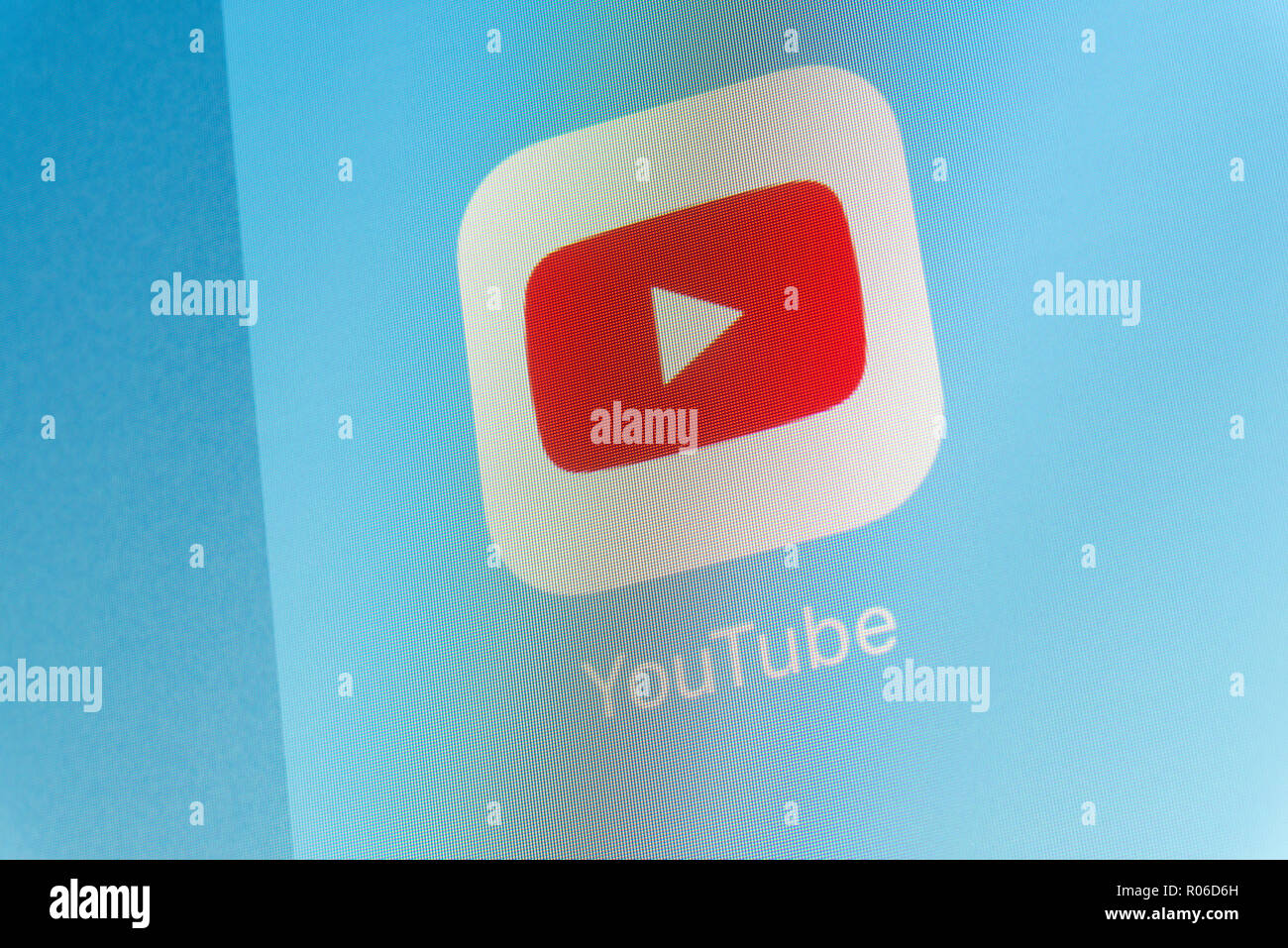 L'App Youtube su cellulare schermo Foto Stock