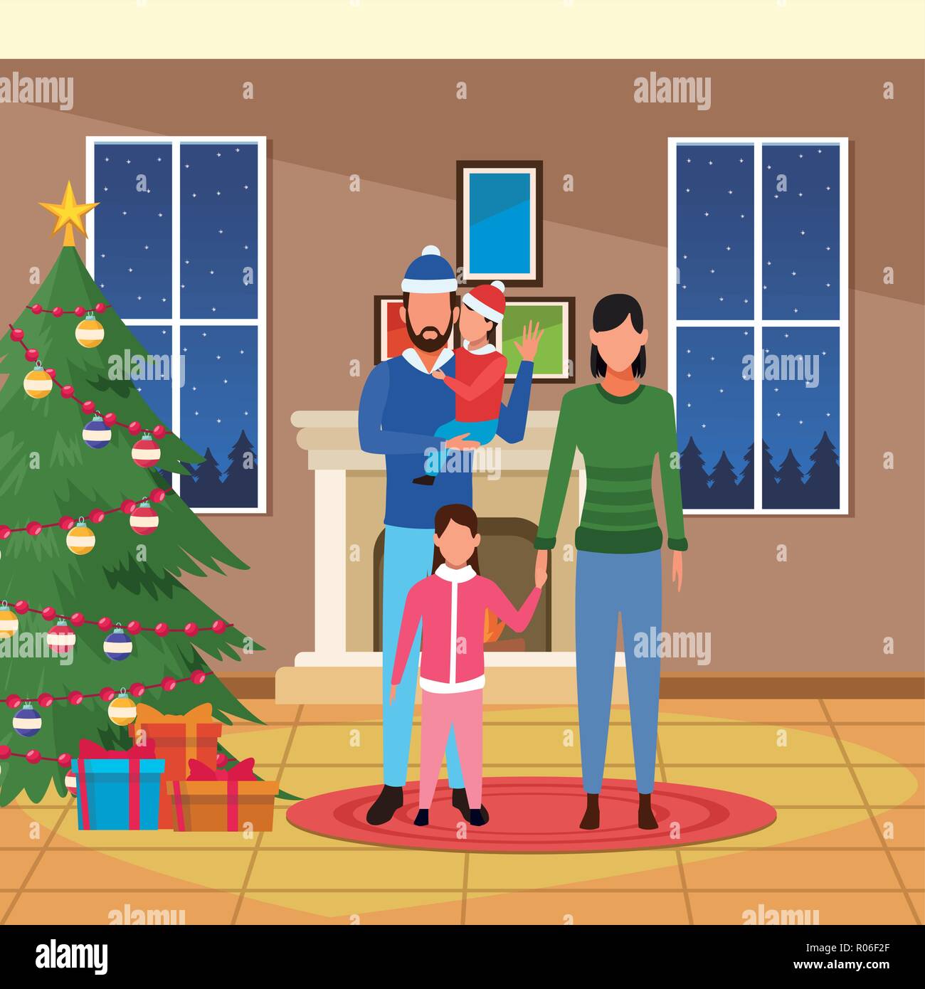 Buon Natale in famiglia Illustrazione Vettoriale