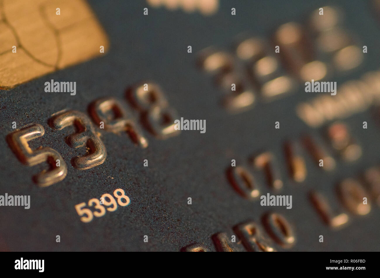 I dettagli di una carta di credito Foto Stock