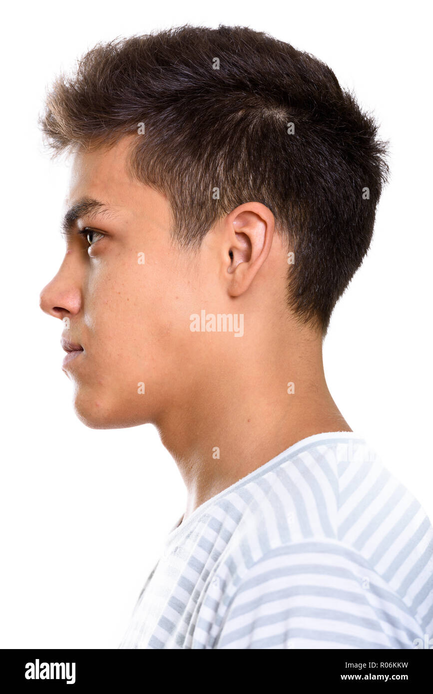 Vicino la vista di profilo del giovane uomo bello Foto Stock