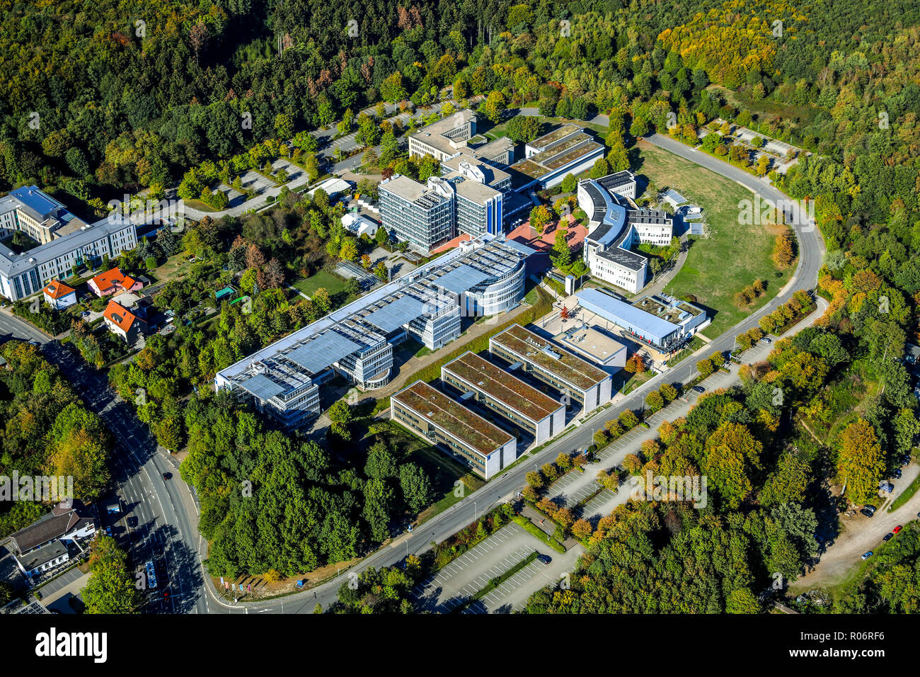 Luftbild, in FernUniversität Hagen - Zentrum für Medien und, Universitätsbibliothek, Fakultät für Kultur- und Sozialwissenschaften, mensa, Universi Foto Stock