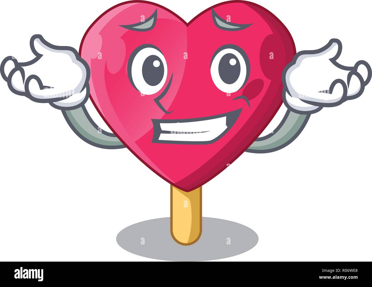 Grinning cuore carattere gelati su candy Illustrazione Vettoriale