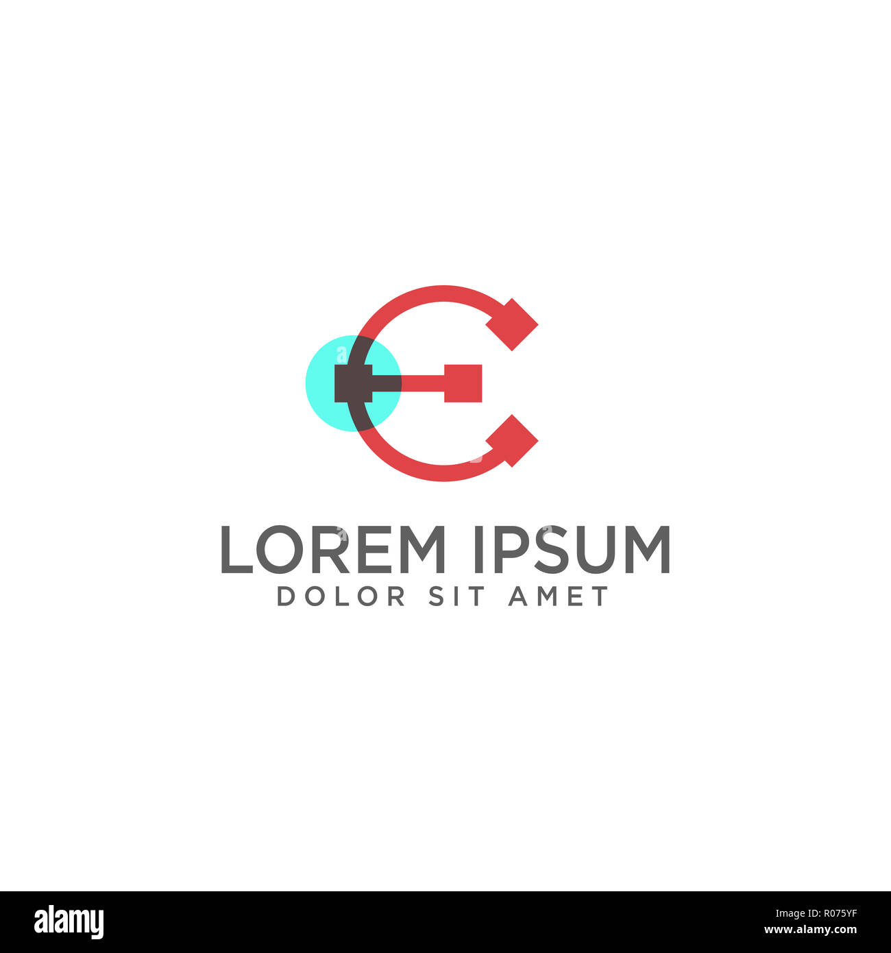 E iniziale del modello di logo illustrazione vettoriale e ispirazione, pronto uso per il tuo marchio Foto Stock