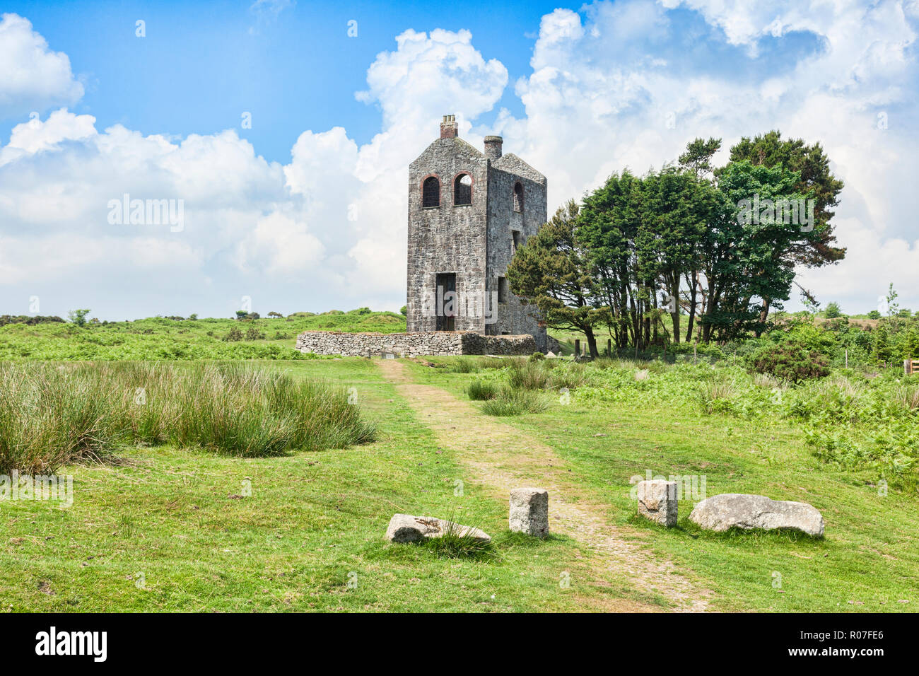 Motore Housemans House, del Sud Miniera di Phoenix, costruito nel 1881, una reliquia del Cornish rame e stagno miining industria. Foto Stock