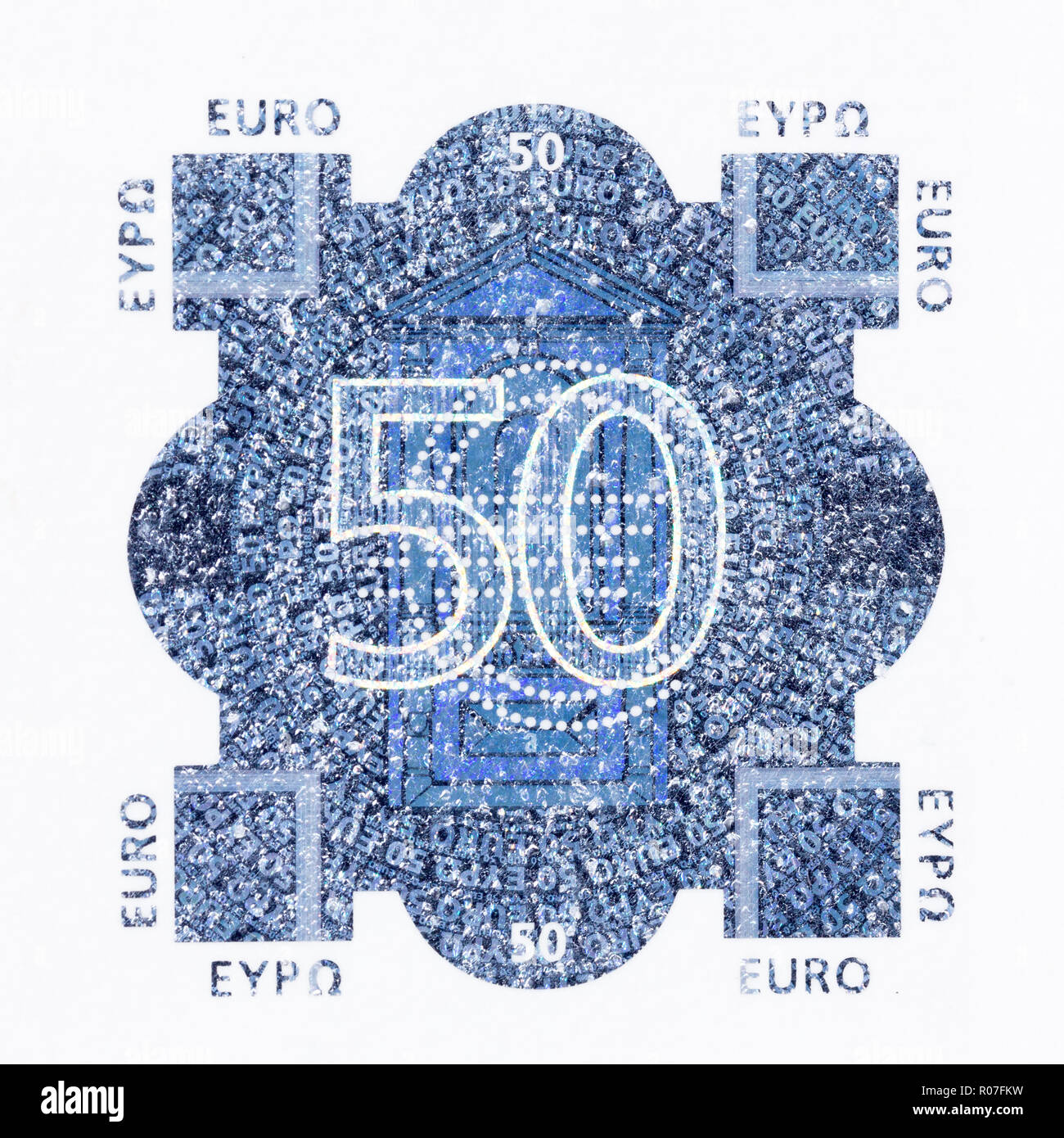 Chiudere fino a cinquanta euro cambio segno. Foto Stock