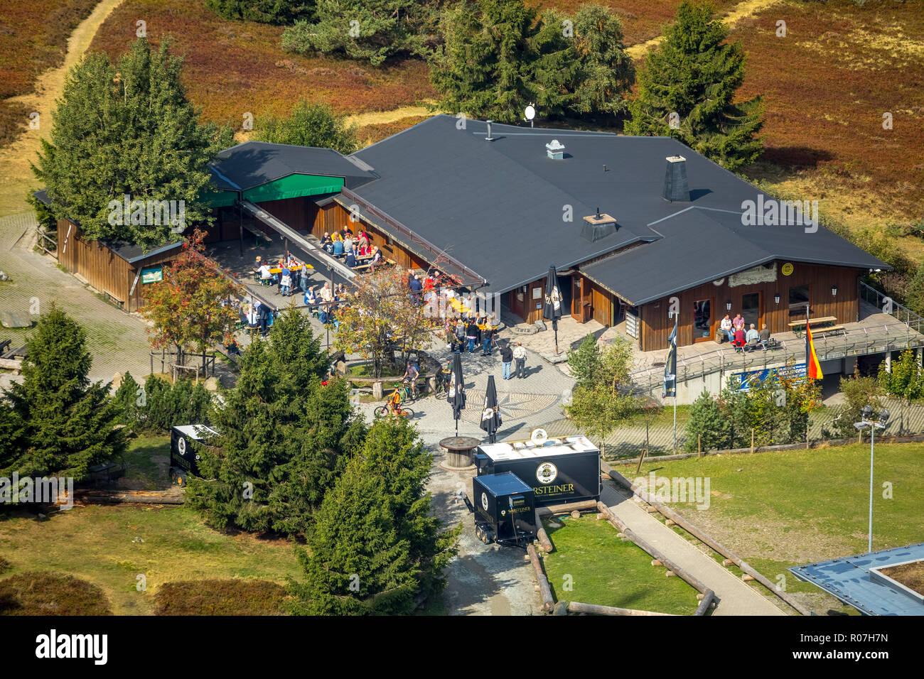 Effelsberg comprensorio sport invernali, Siggis capanna, Stryck, Willingen (Upland), Sauerland, Hesse, Germania, DEU, Europa, vista aerea, uccelli-eyes view, antenna vi Foto Stock