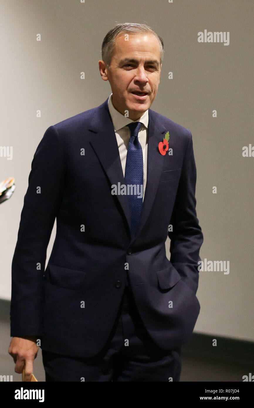 Mark Carney, Governatore della Banca d'Inghilterra, parla durante l'annuncio della nuova nota Polymer £50, al Science Museum di Kensington, Londra. La nuova nota da £50 sarà caratterizzata da uno scienziato britannico di spicco e ai membri del pubblico verrà chiesto di presentare le candidature. Foto Stock