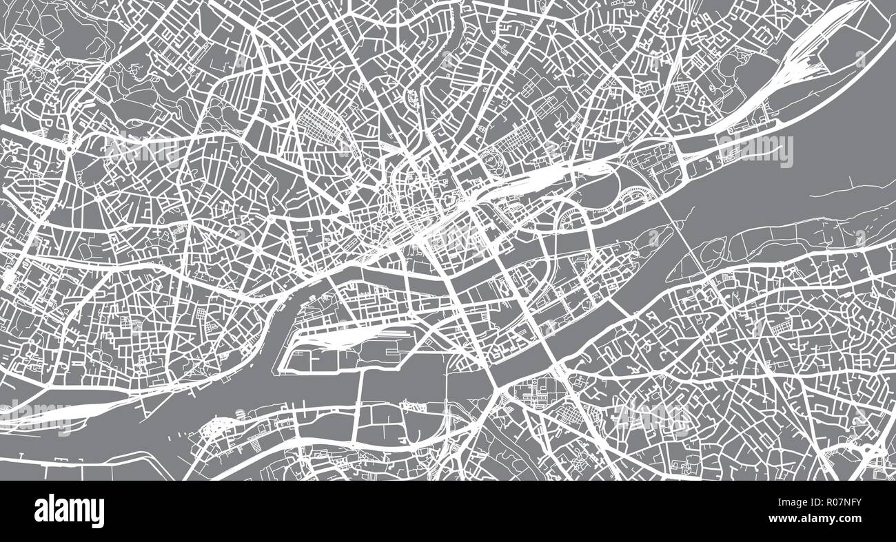 Vettore urbano mappa della città di Nantes, Francia Illustrazione Vettoriale