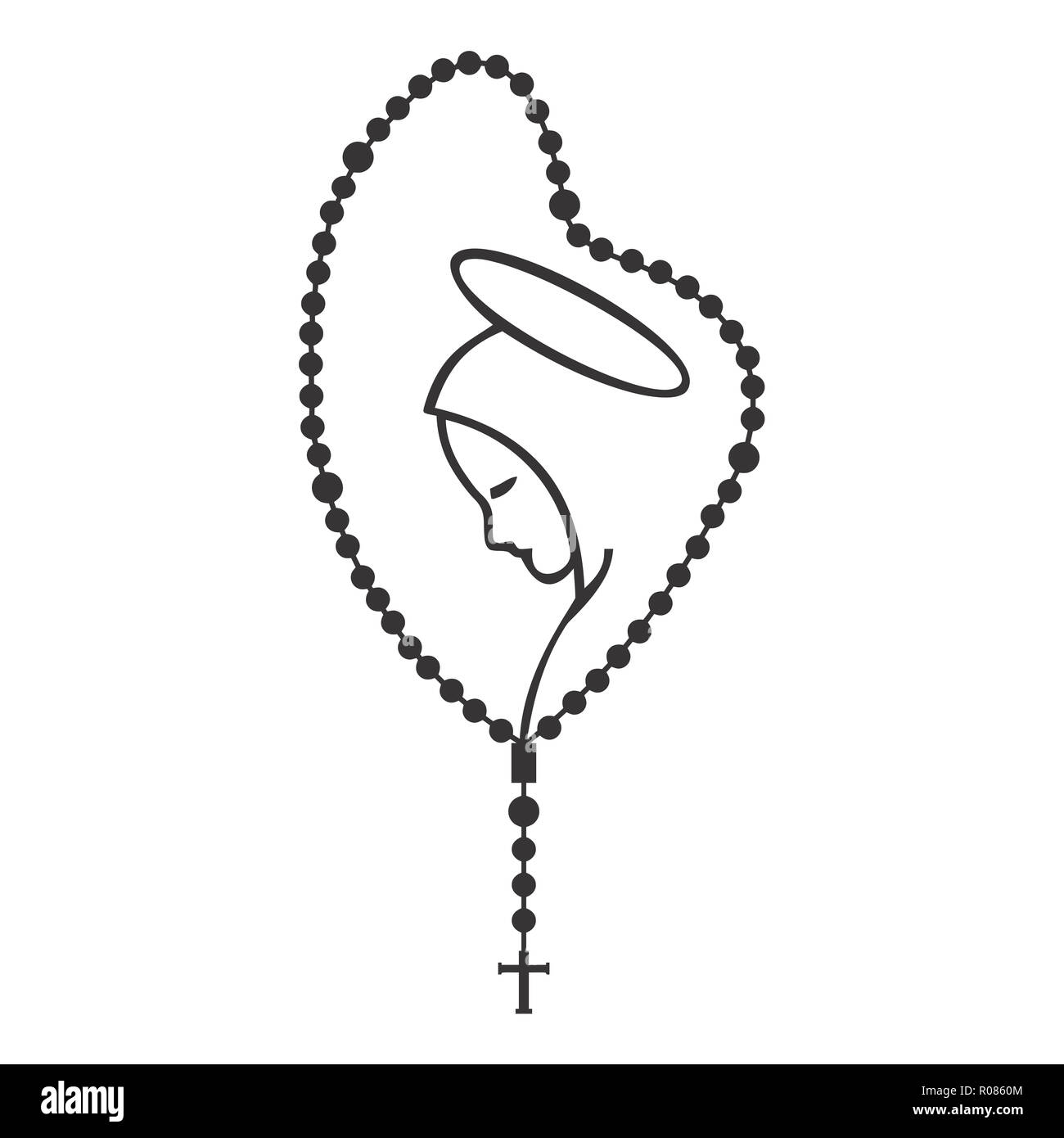 Lourdes rosario golden crocifisso tradizione pregare devozione illustrazione Foto Stock