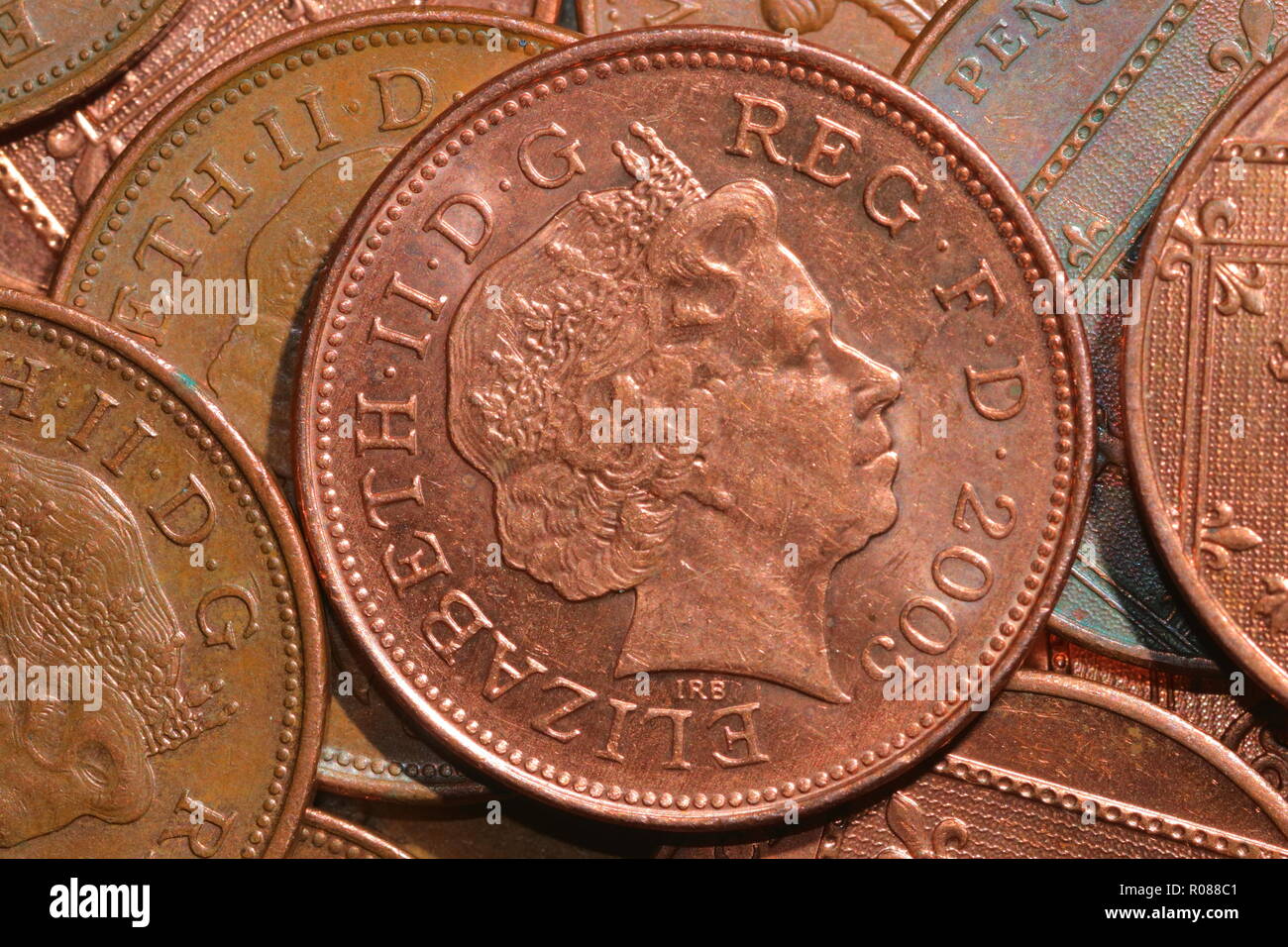 British 2 pence monete dal Royal Mint Foto Stock