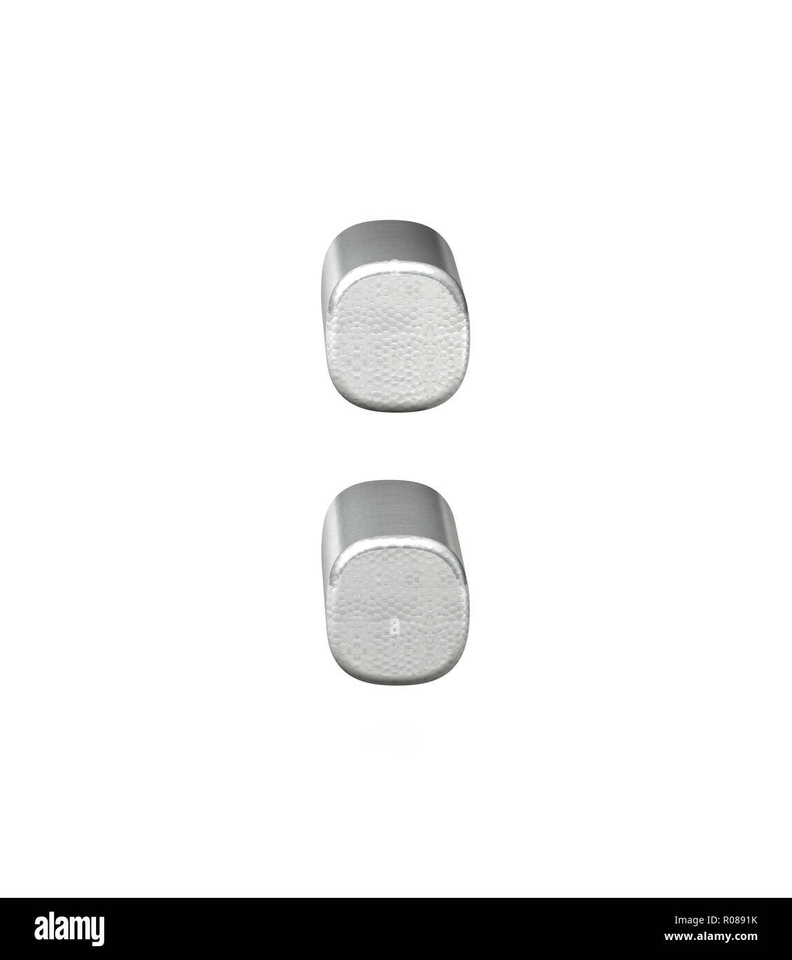 Simbolo del punto doppia struttura argento 3d rendering Foto Stock