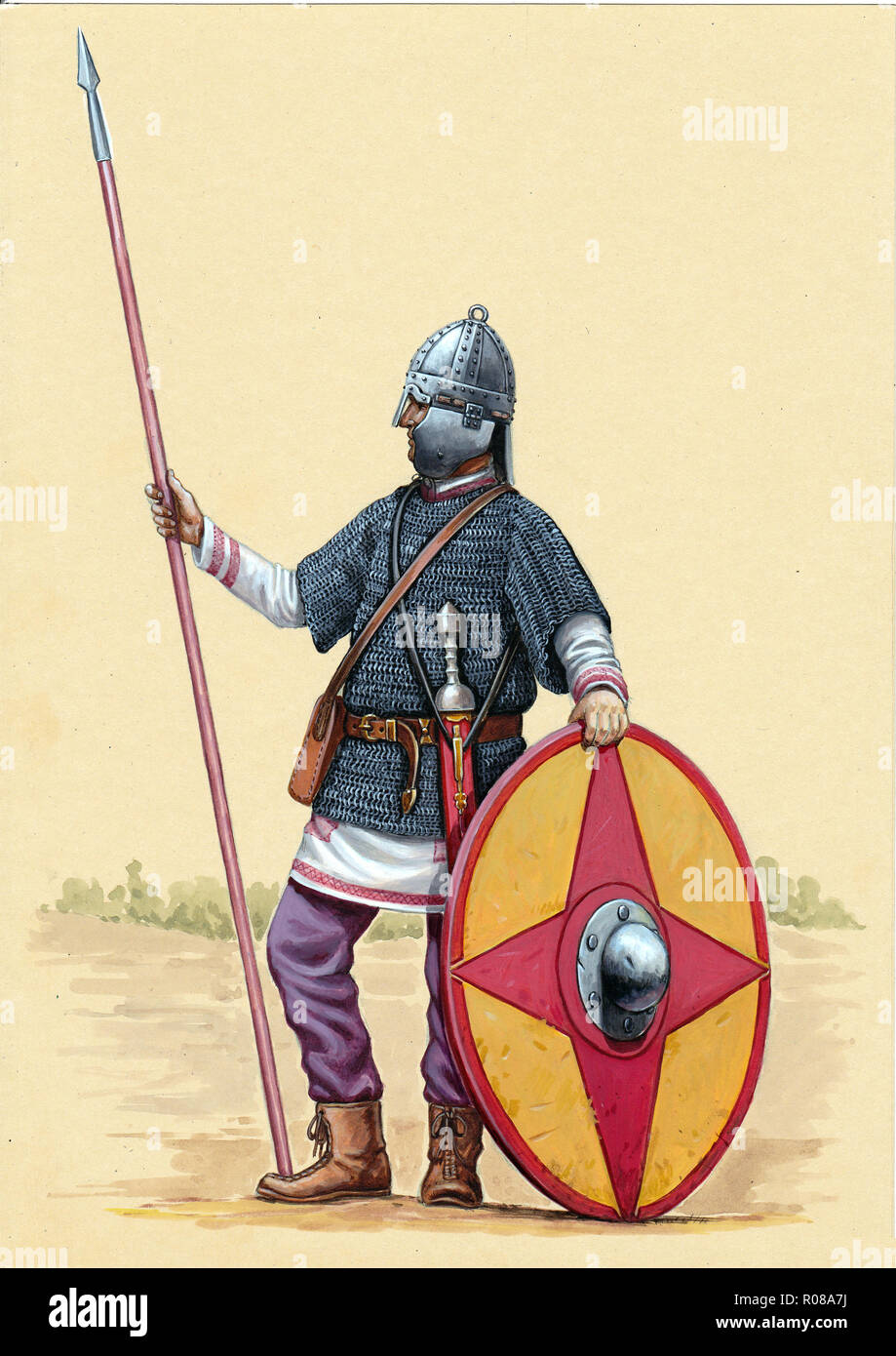 Fine soldato romano. Legionario romano illustrazione. Foto Stock