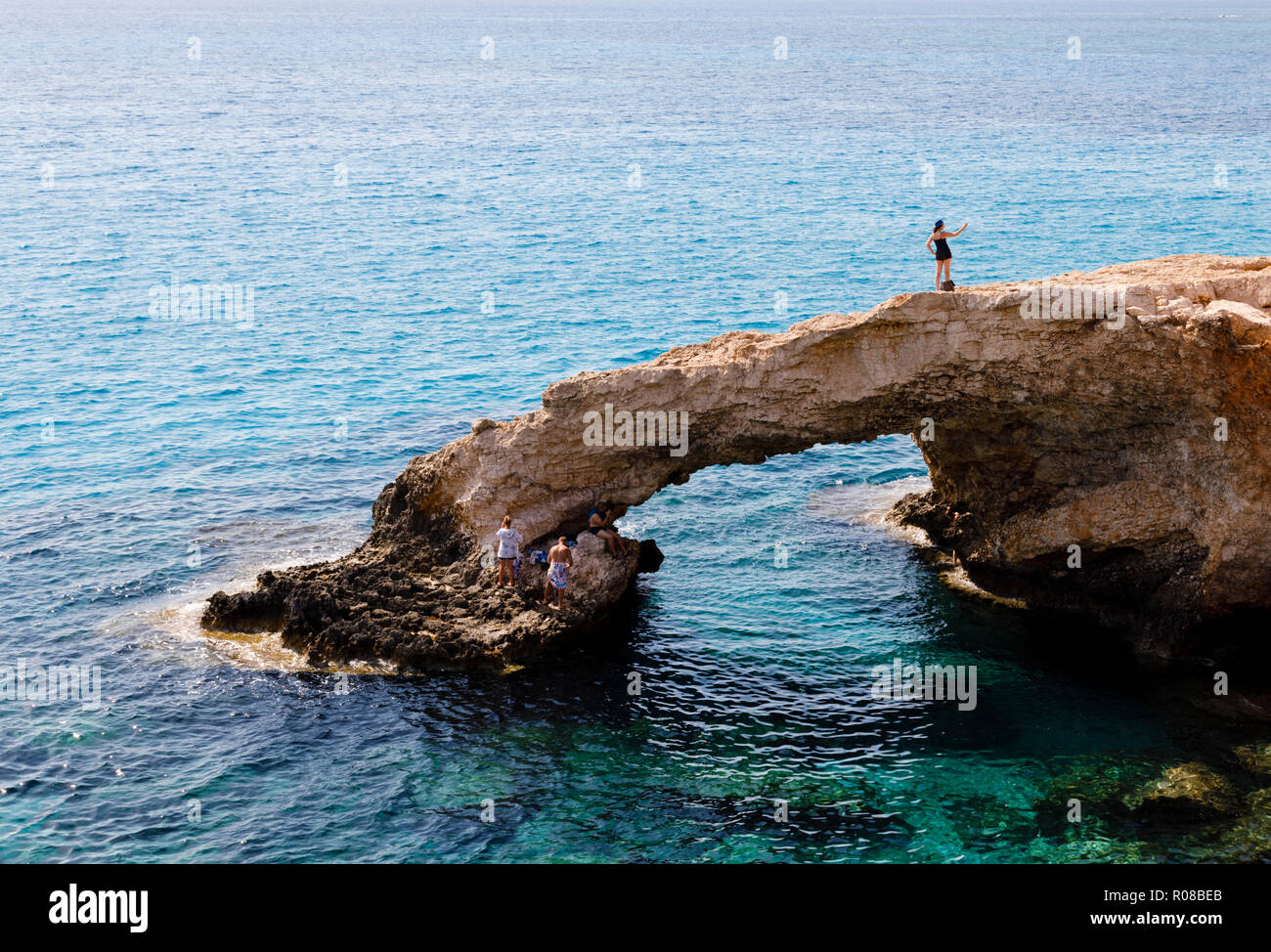 Il ponte di amore naturale di mare arch, Ayia Napa, Cipro Foto Stock