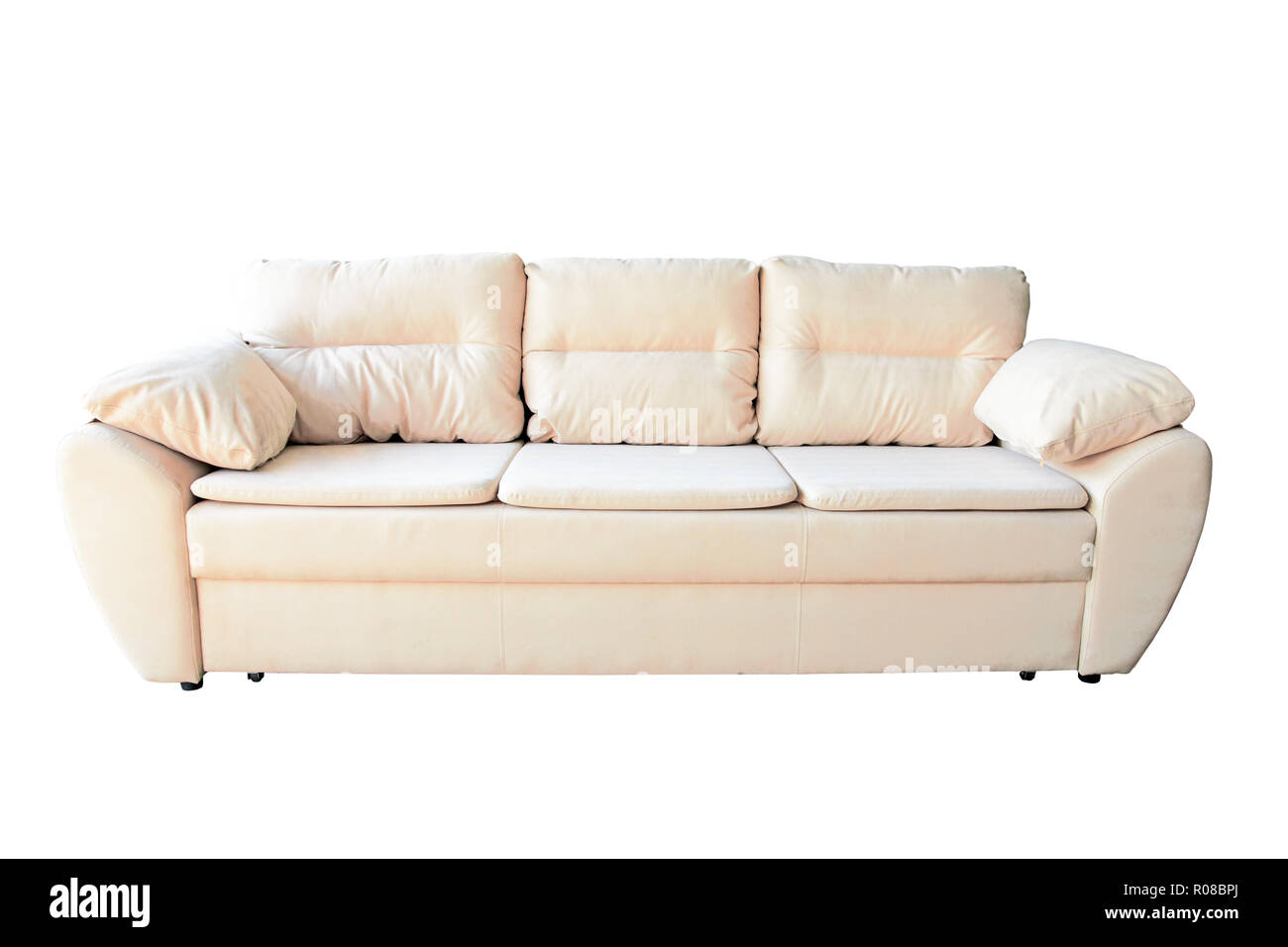 Semplicemente moderno beige lettino con cuscini bianchi isolato Foto Stock