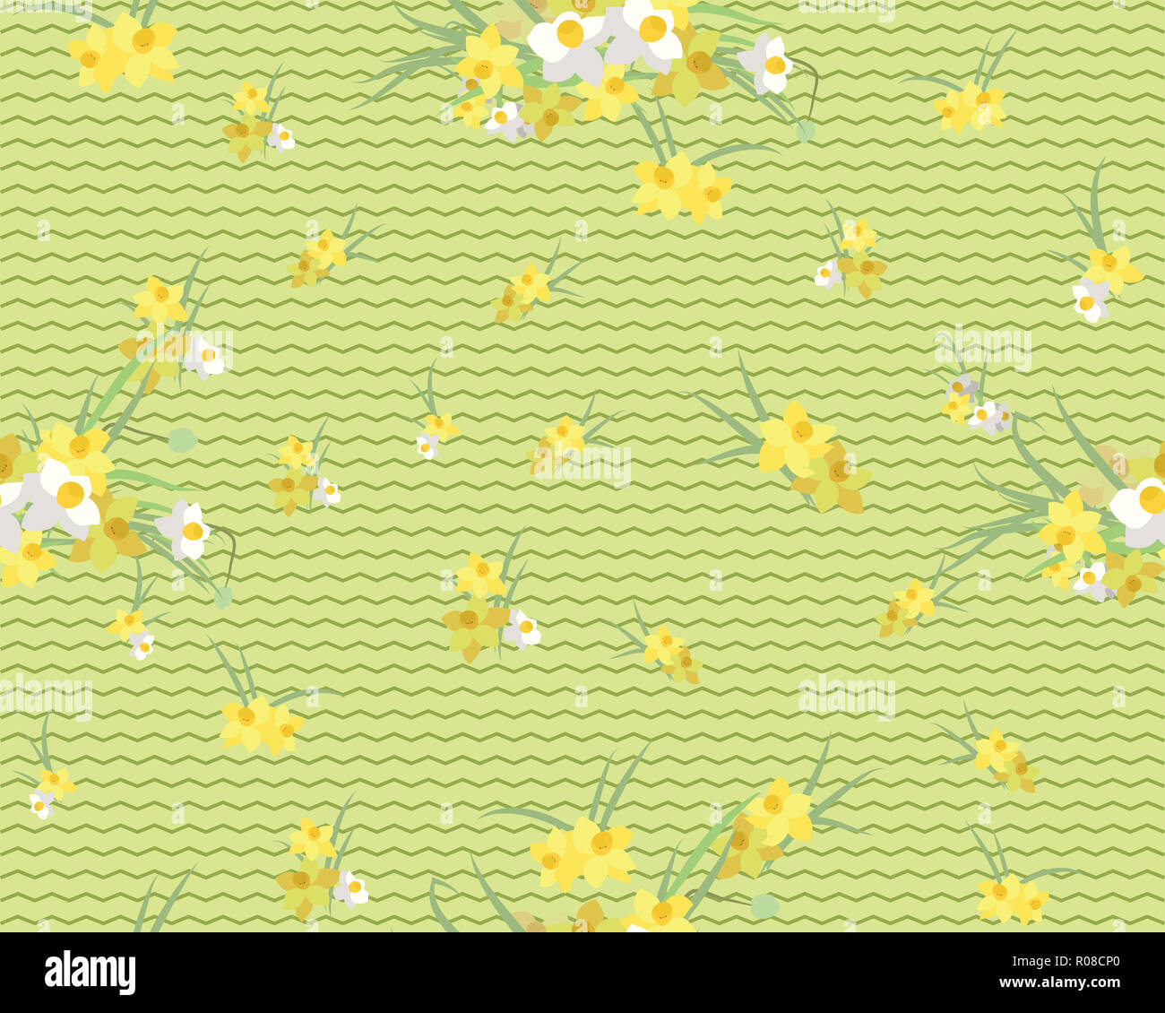 Narcissus floreale retro vintage sfondo, illustrazione Foto Stock