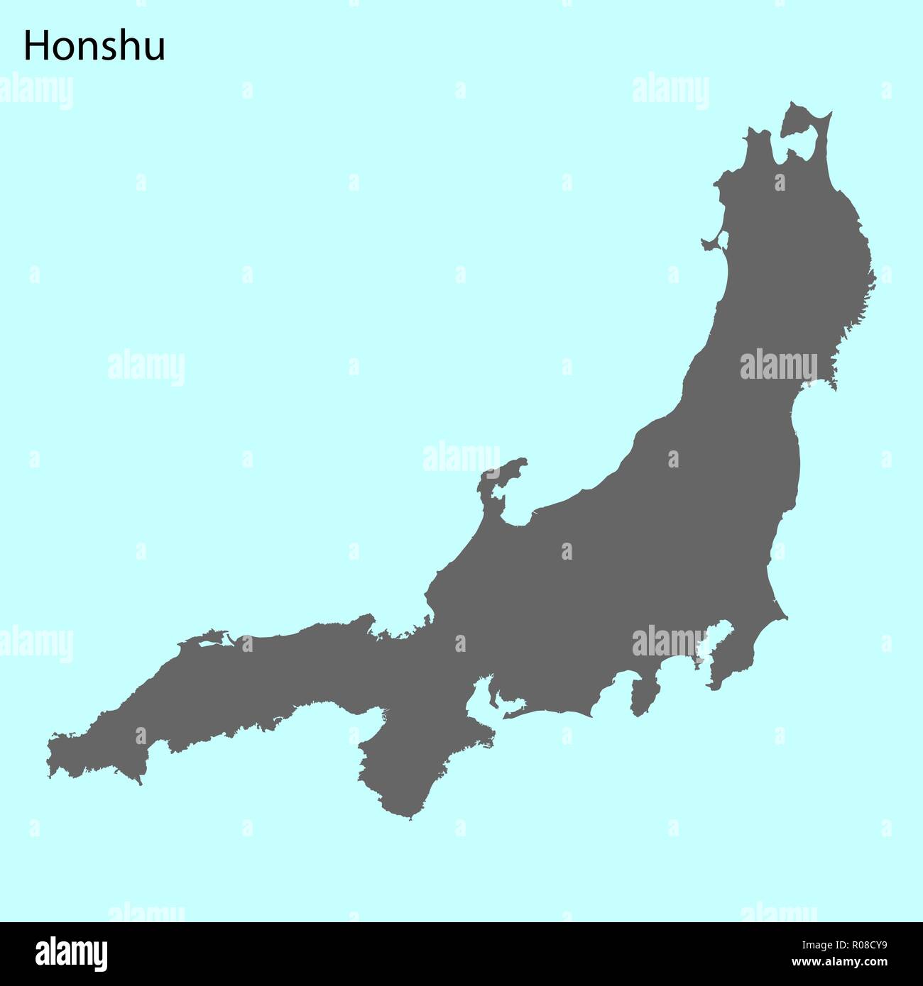 Alta qualità mappa di Honshu è l'isola del Giappone Illustrazione Vettoriale