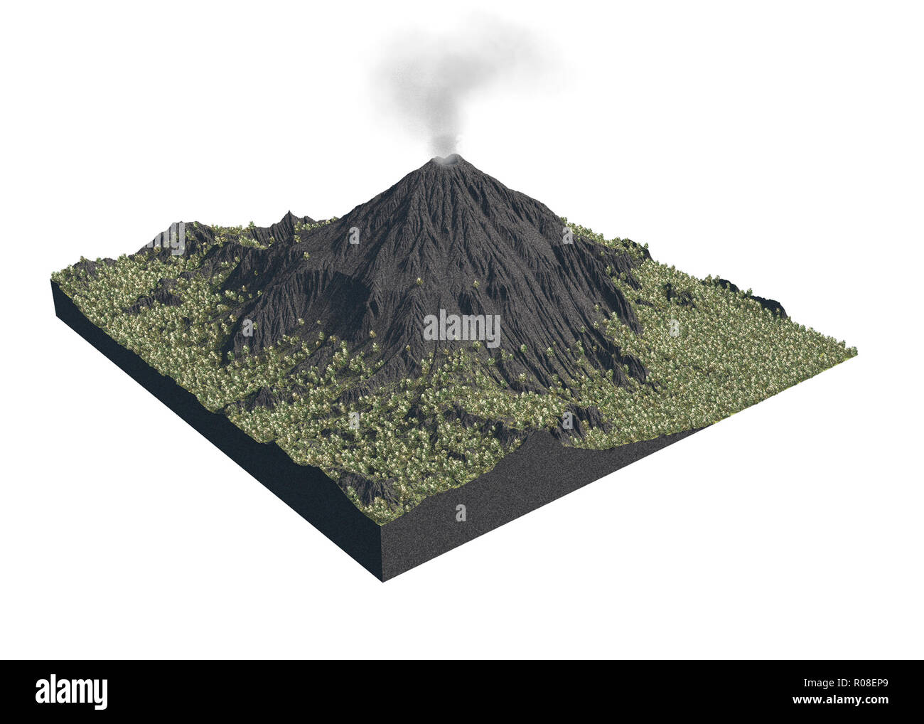 Illustrazione Digitale di parti di un vulcano Foto Stock